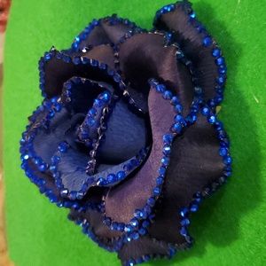 SOLD********Large Navy Rose Hairclip